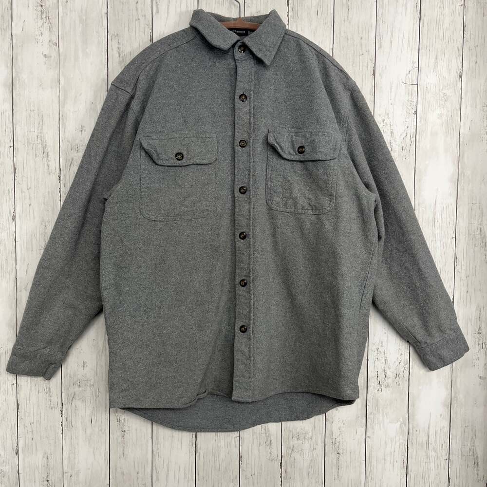 Northern Expedition Gray Cotton Chamois Button Down Rugged Work Flannel Shirt